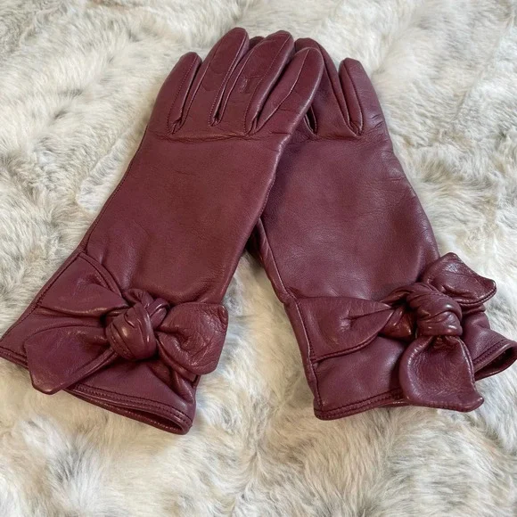 Vintage Gloves Mauve Pink Italian Leather 100% Cashmere Lining Size 6 - Picture 13 of 14